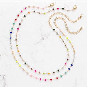 Beaded Rainbow Choker Necklace